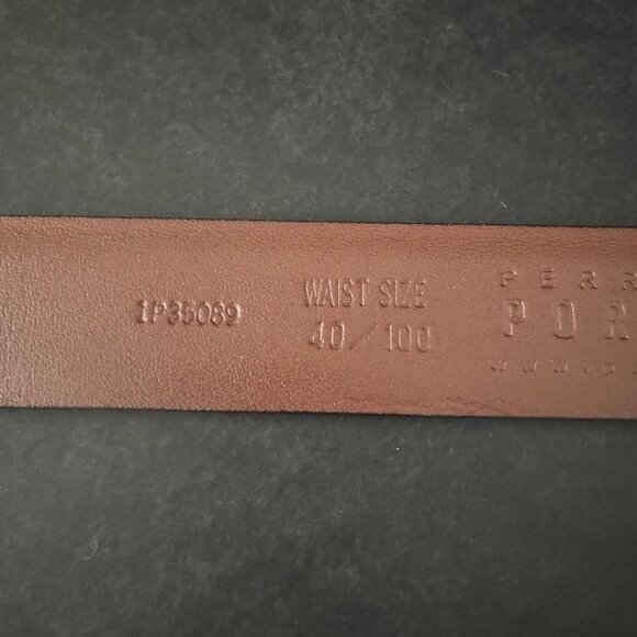 Perry Ellis Portfolio Men's Casual Dress Brown Grained Leather Belt, Size 40 - Picture 3 of 5